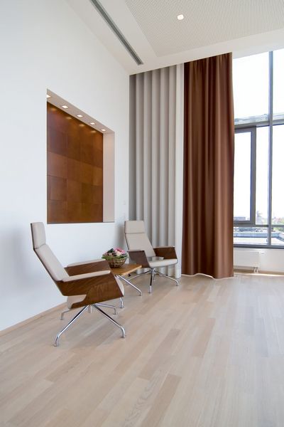 Curtain Systems, SG 5600, Colorama 2, Room shot ""Office Gehrke econ in the Torhaus", Hannover, Germany, Wave